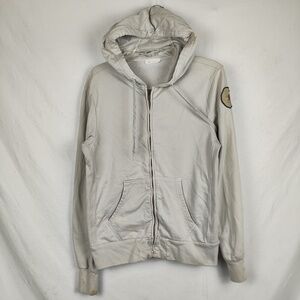Ever Hoodie Mens Large Gray Full Zip Fleece Sweatshirt Sleeve Logo Patch USA